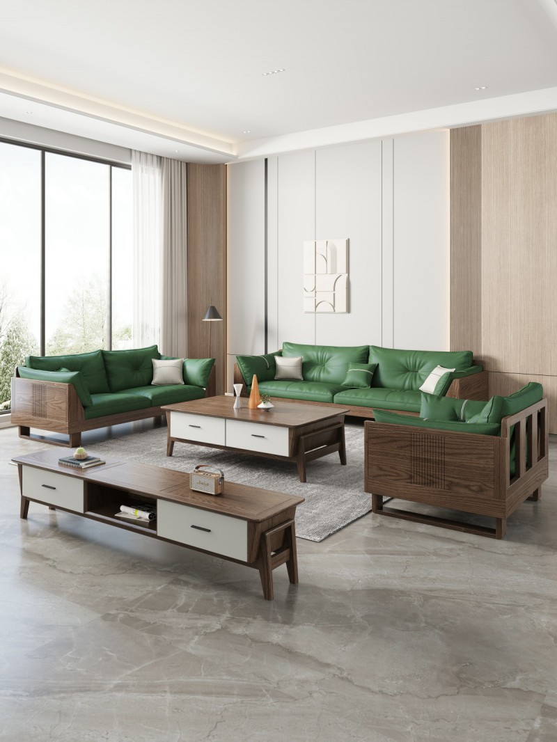 匠者白蠟木系列家具：JD-611沙發胡桃色1+2+3