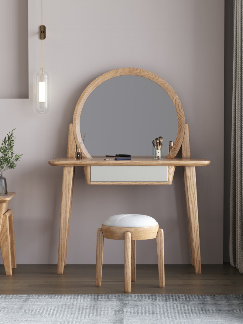 匠者白蠟木系列家具：JD-610妝臺原木色