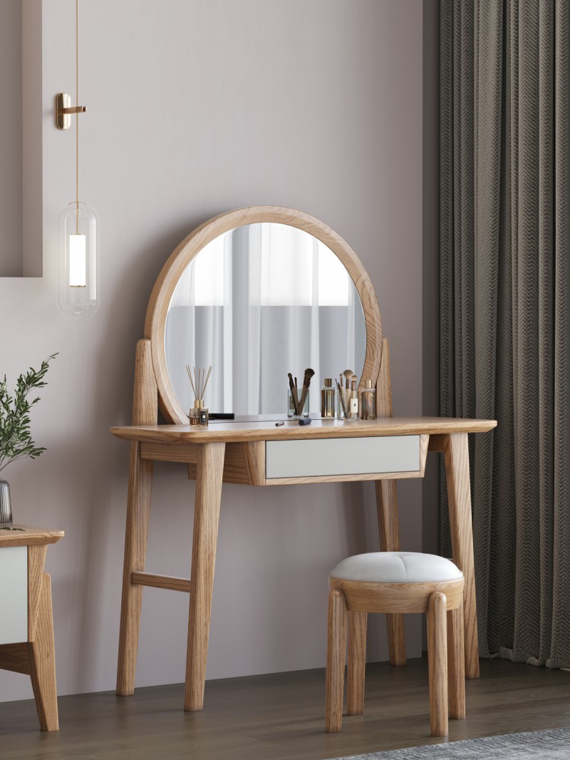 匠者白蠟木系列家具：JD-610妝臺原木色
