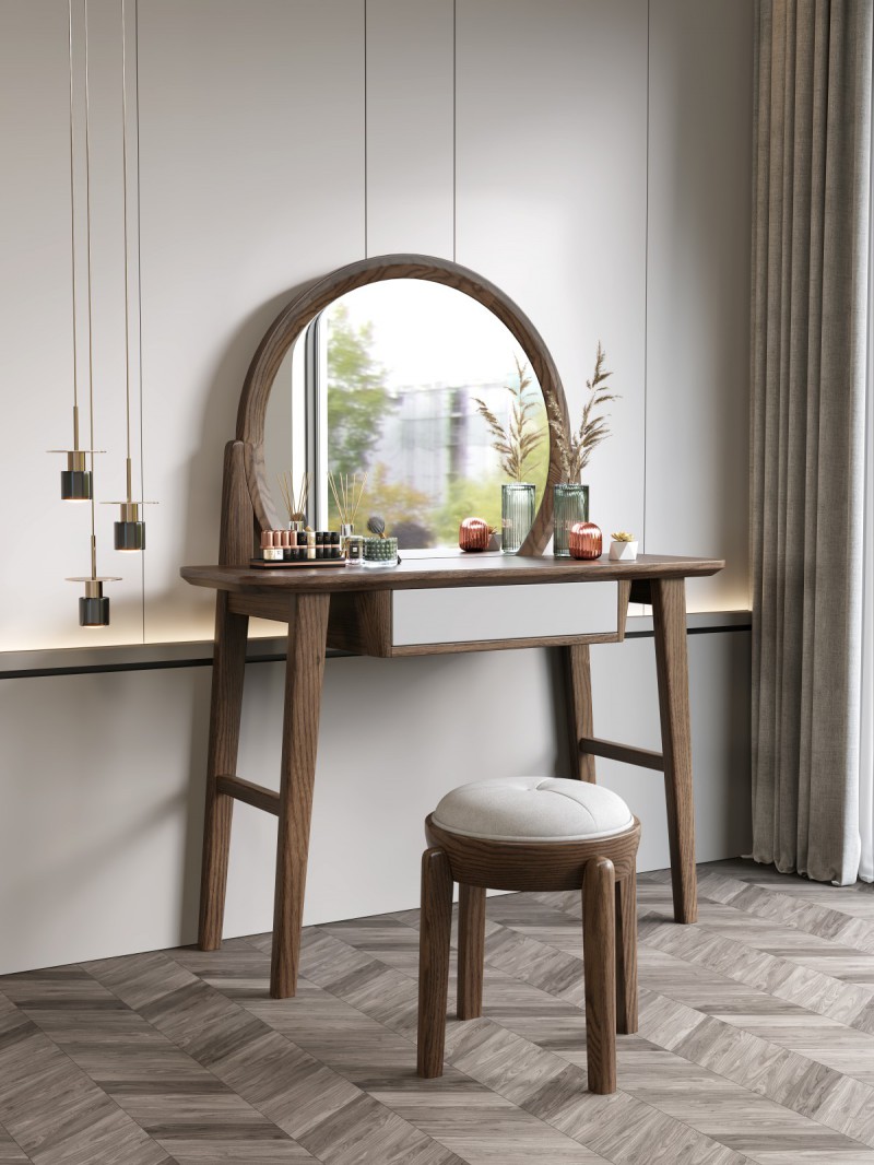 匠者白蠟?zāi)鞠盗屑揖撸篔D-610妝臺(tái)胡桃色