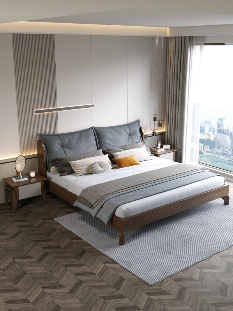 匠者白蠟?zāi)鞠盗屑揖撸篔D-608床胡桃色