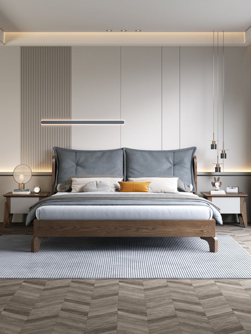 匠者白蠟?zāi)鞠盗屑揖撸篔D-608床胡桃色