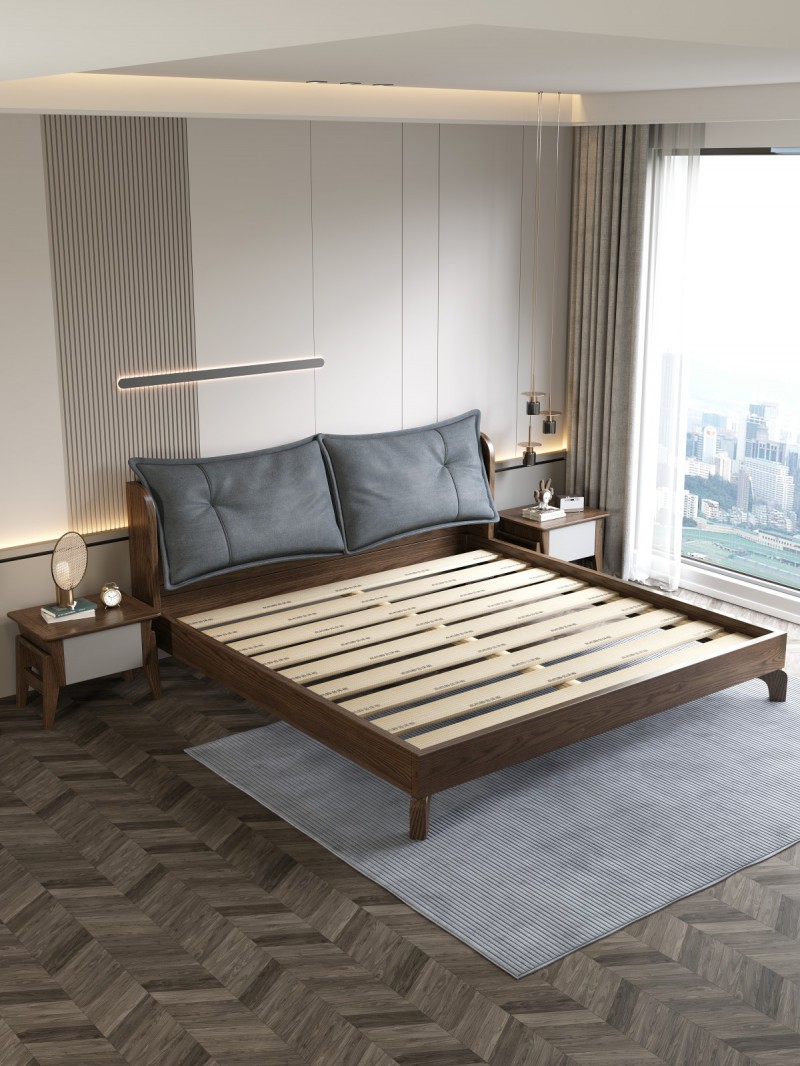 匠者白蠟?zāi)鞠盗屑揖撸篔D-608床胡桃色