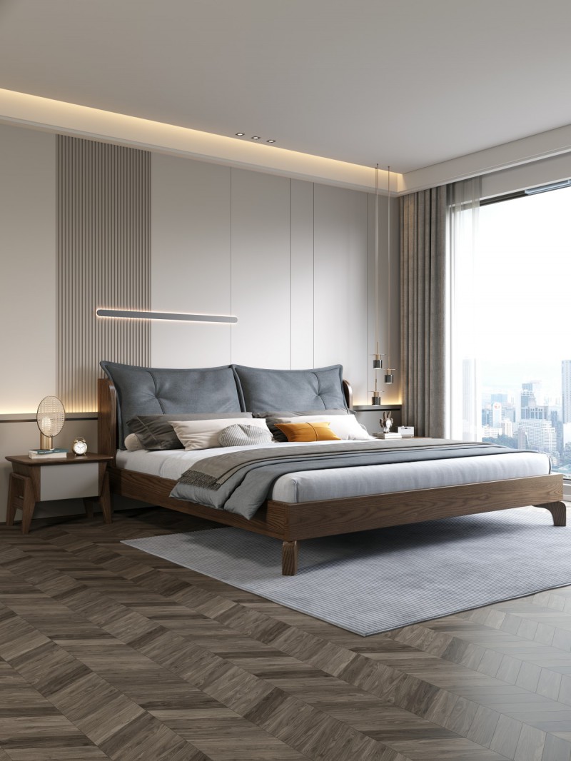 匠者白蠟?zāi)鞠盗屑揖撸篔D-608床胡桃色