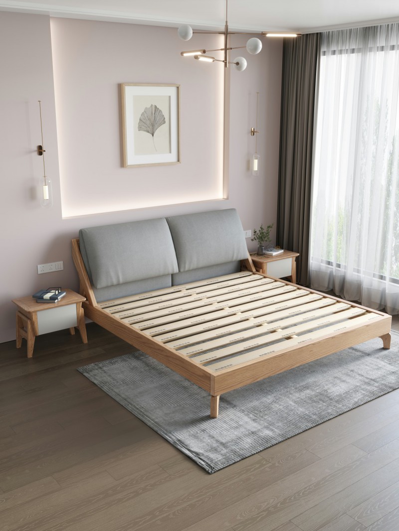 匠者白蠟木系列家具：JD-606床原木色