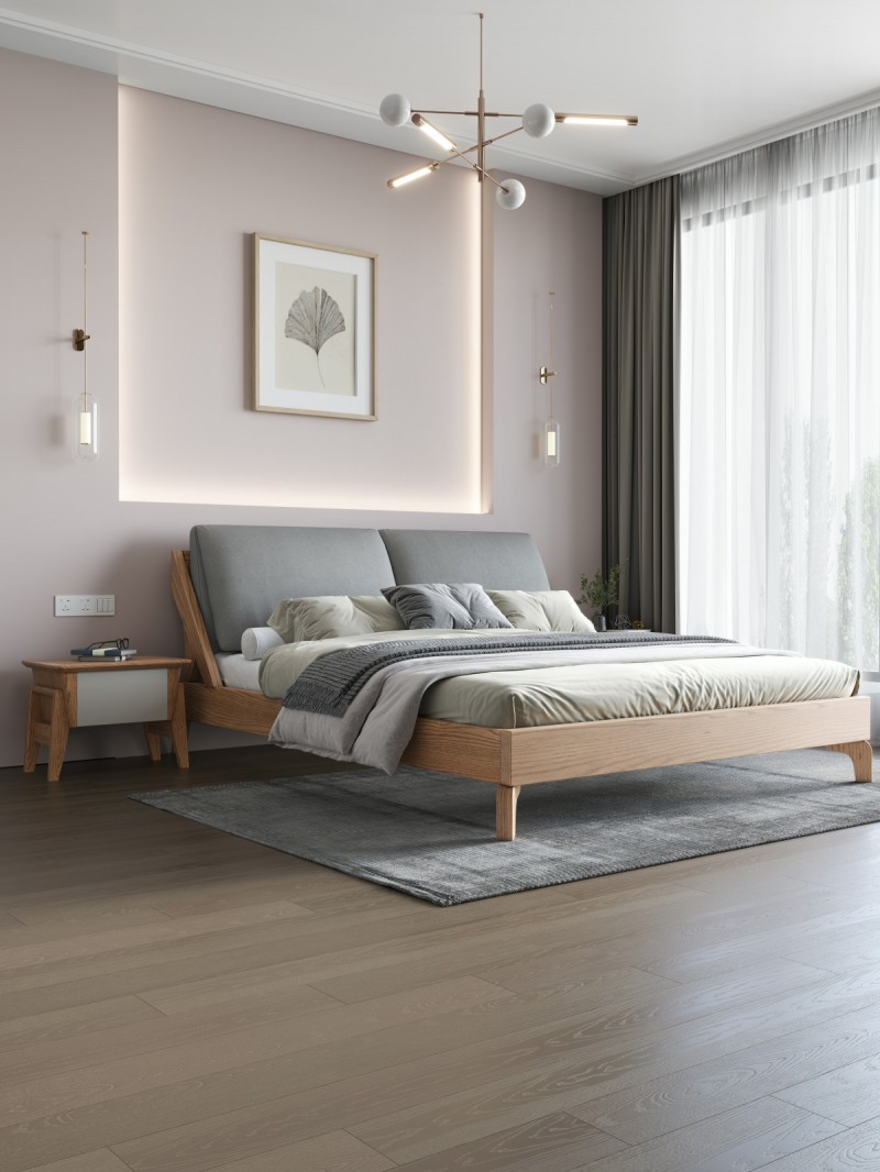 匠者白蠟木系列家具：JD-606床原木色