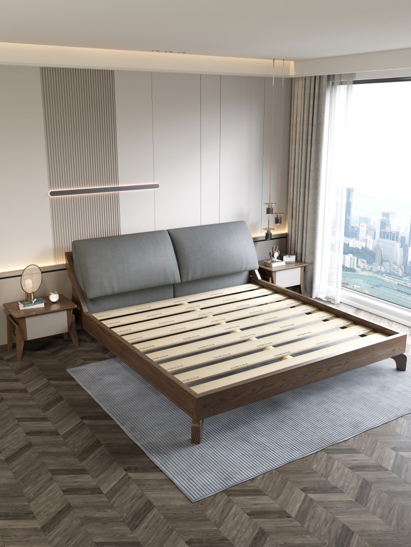 匠者白蠟木系列家具：JD-606床胡桃色