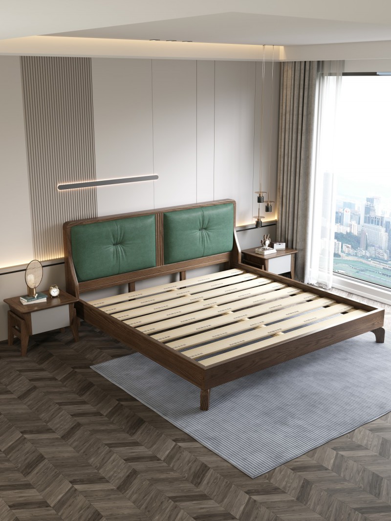 匠者白蠟木系列家具：JD-605床胡桃色