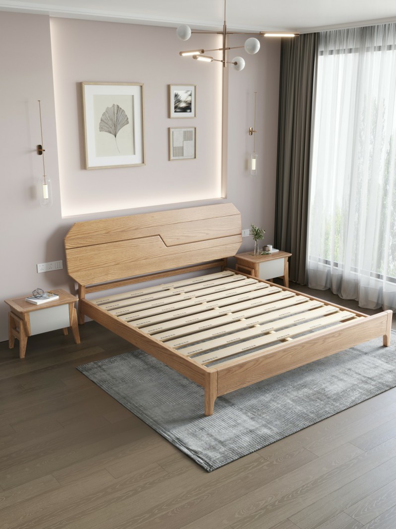 匠者白蠟木系列家具：JD-603床原木色