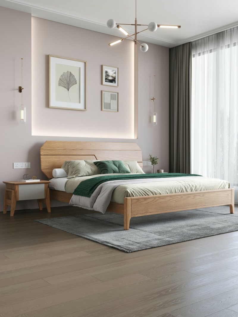 匠者白蠟木系列家具：JD-603床原木色