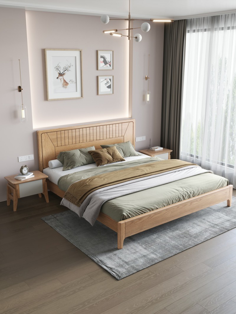 匠者白蠟?zāi)鞠盗屑揖撸篔D-602床原木色