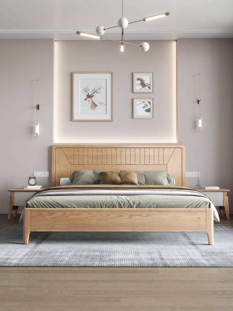 匠者白蠟?zāi)鞠盗屑揖撸篔D-602床原木色