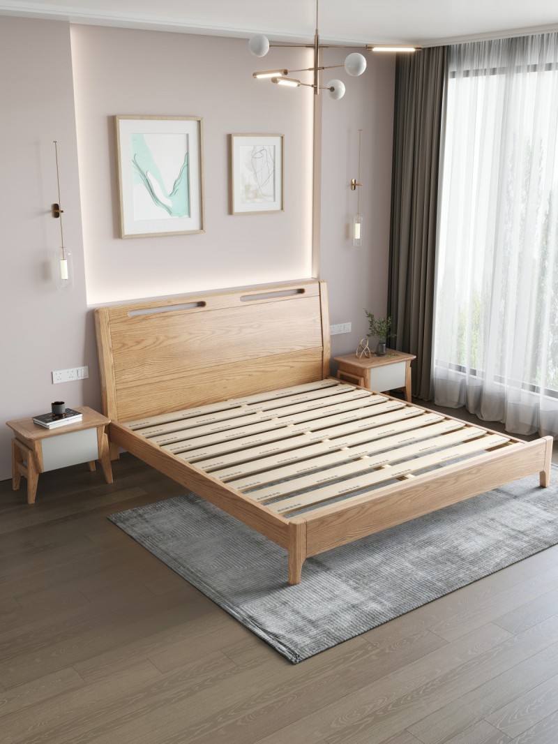 匠者白蠟木系列家具：JD-601床原木色