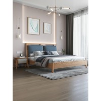 匠者白蠟木系列家具：JD-601床軟包款原木色