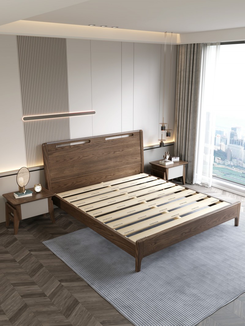 匠者白蠟?zāi)鞠盗屑揖撸篔D-601床胡桃色