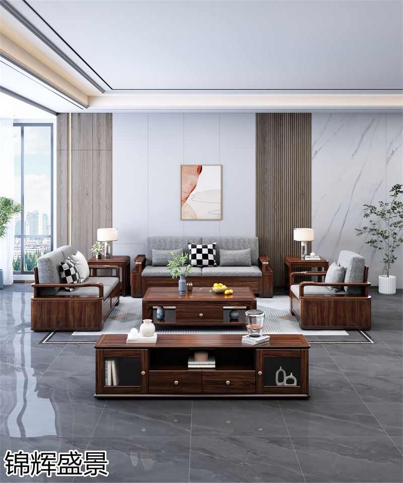 錦輝盛景現(xiàn)代實木風(fēng)格烏金木家具