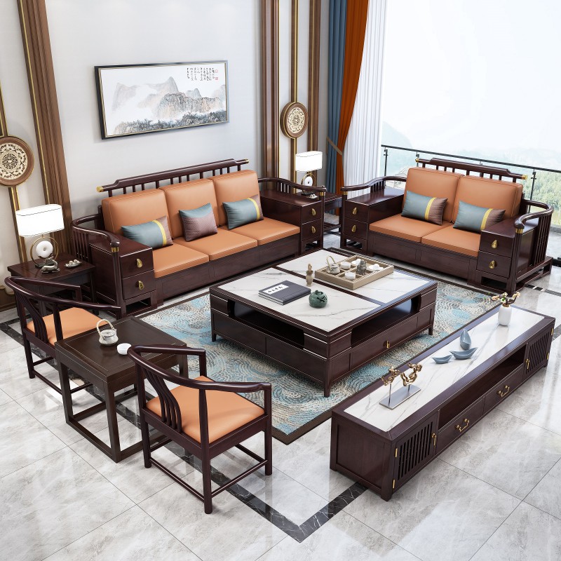 瑞聯新中式家具：809#高箱高靠沙發