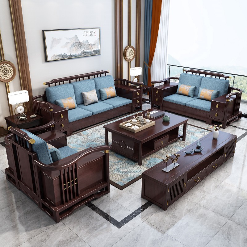 瑞聯新中式家具：809#高箱高靠沙發