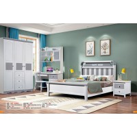 嘻哈年華青少年兒童實木床508#（幸福家庭）灰白