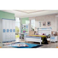 嘻哈年華青少年兒童實木床508#（幸福家庭）藍白