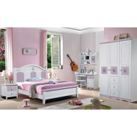 嘻哈年華青少年兒童實木床507#（夢想航行）粉白