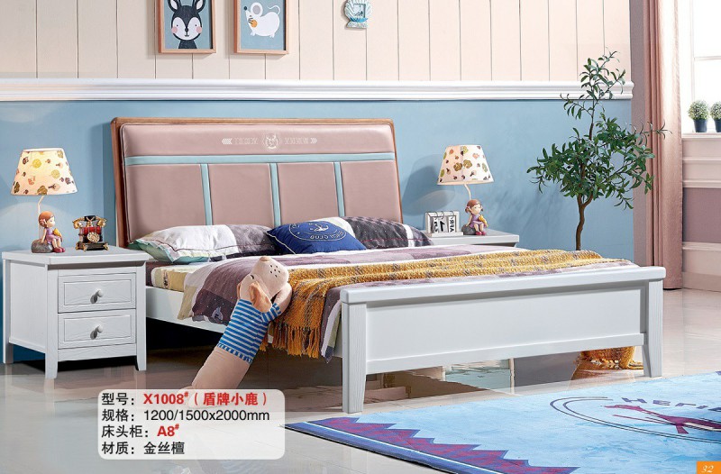 青少年兒童實木床X1008#（盾牌小鹿）