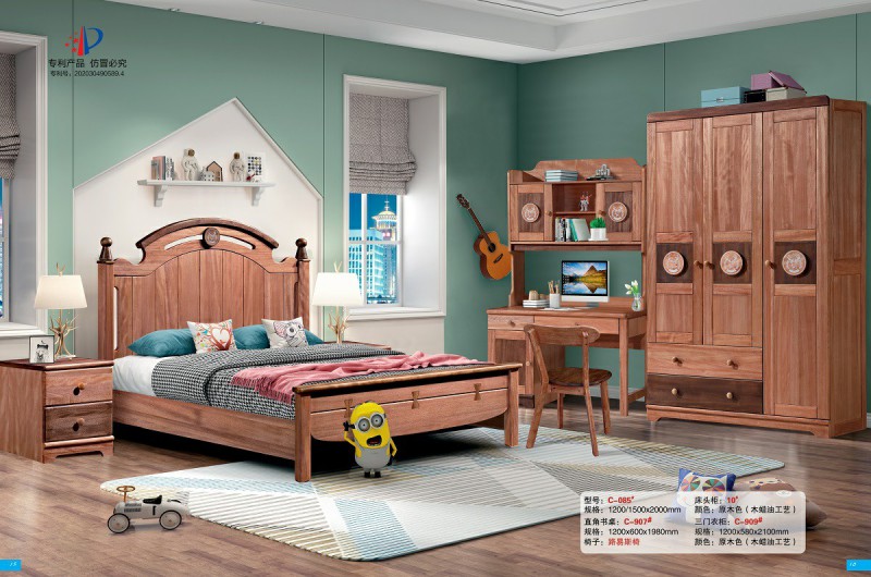 青少年兒童金絲檀木木蠟油工藝床C-085#