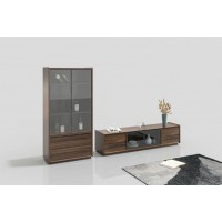 天倫雅樂(lè)現(xiàn)代極簡(jiǎn)南美黑胡桃木家具：TV101-18電視柜、HG101-J酒柜