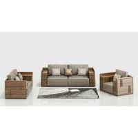 天倫雅樂現(xiàn)代極簡(jiǎn)南美黑胡桃木家具：SF108沙發(fā)1+2+3