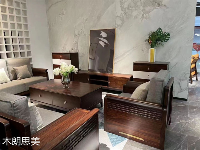 現(xiàn)慕家居 木朗思美 輕奢新中式黑檀木(烏金木)家具展廳實(shí)拍