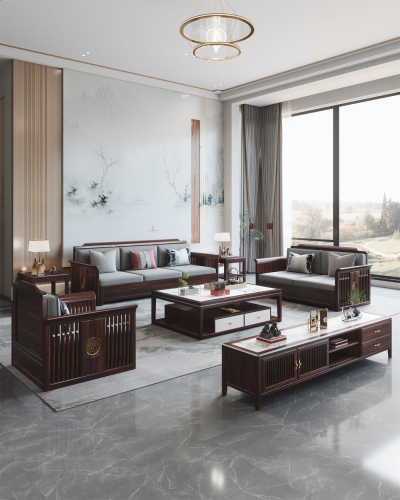 阿姆雷特新中式金絲檀木HT88沙發