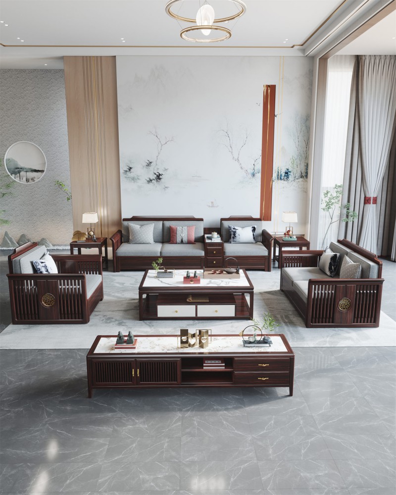 阿姆雷特新中式金絲檀木HT88沙發