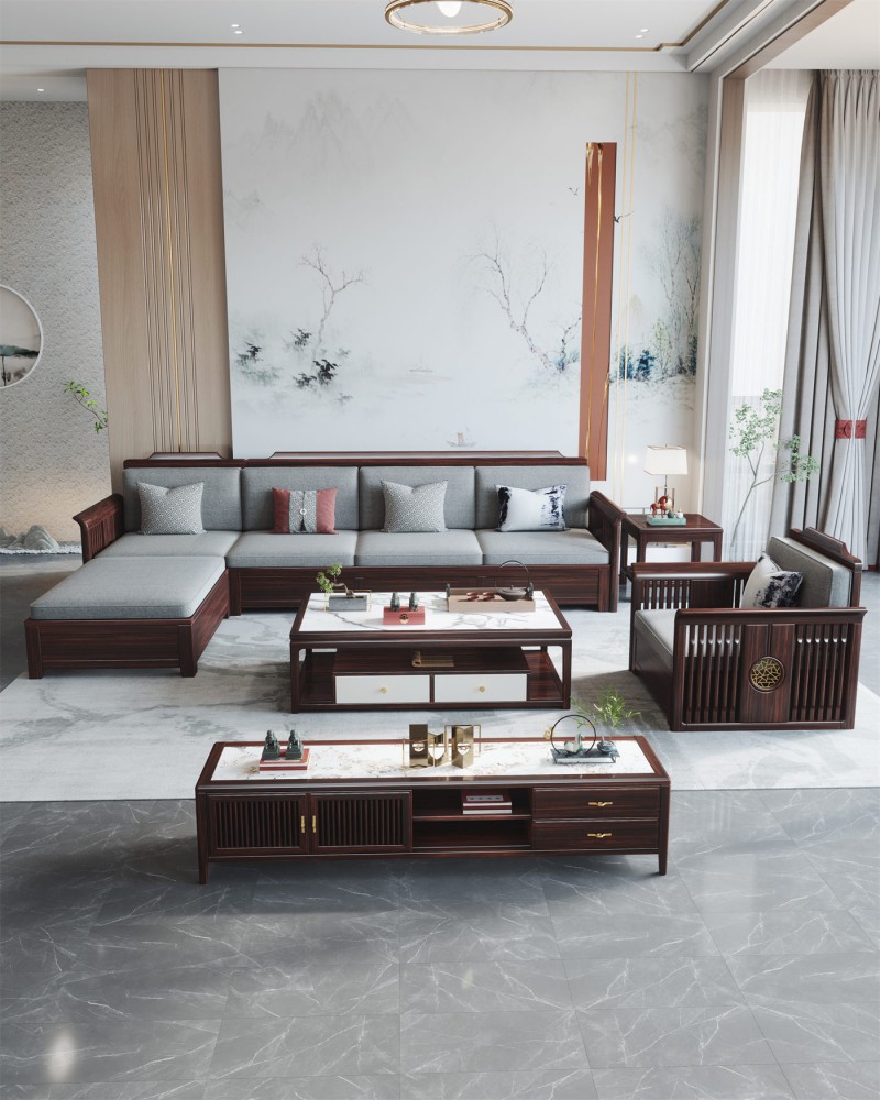 阿姆雷特新中式金絲檀木HT88沙發