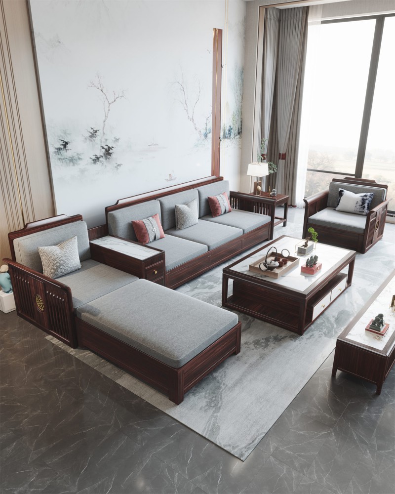 阿姆雷特新中式金絲檀木HT88沙發