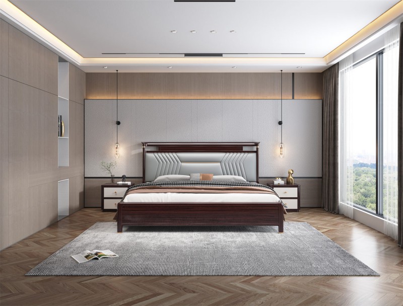 阿姆雷特新中式金絲檀木HT69床