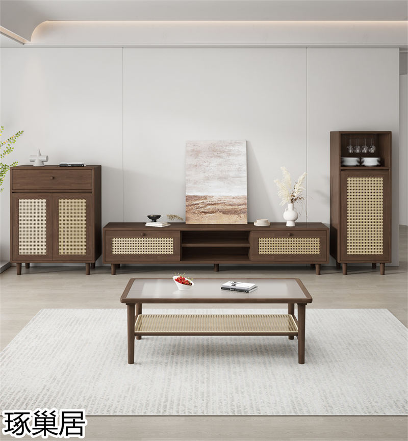 琢巢居 侘寂風(fēng)編藤實(shí)木家具