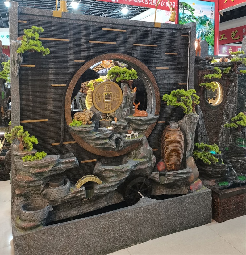 南康風水家居擺件,江西樹脂開業擺件批發,贛州假山流水擺件定制