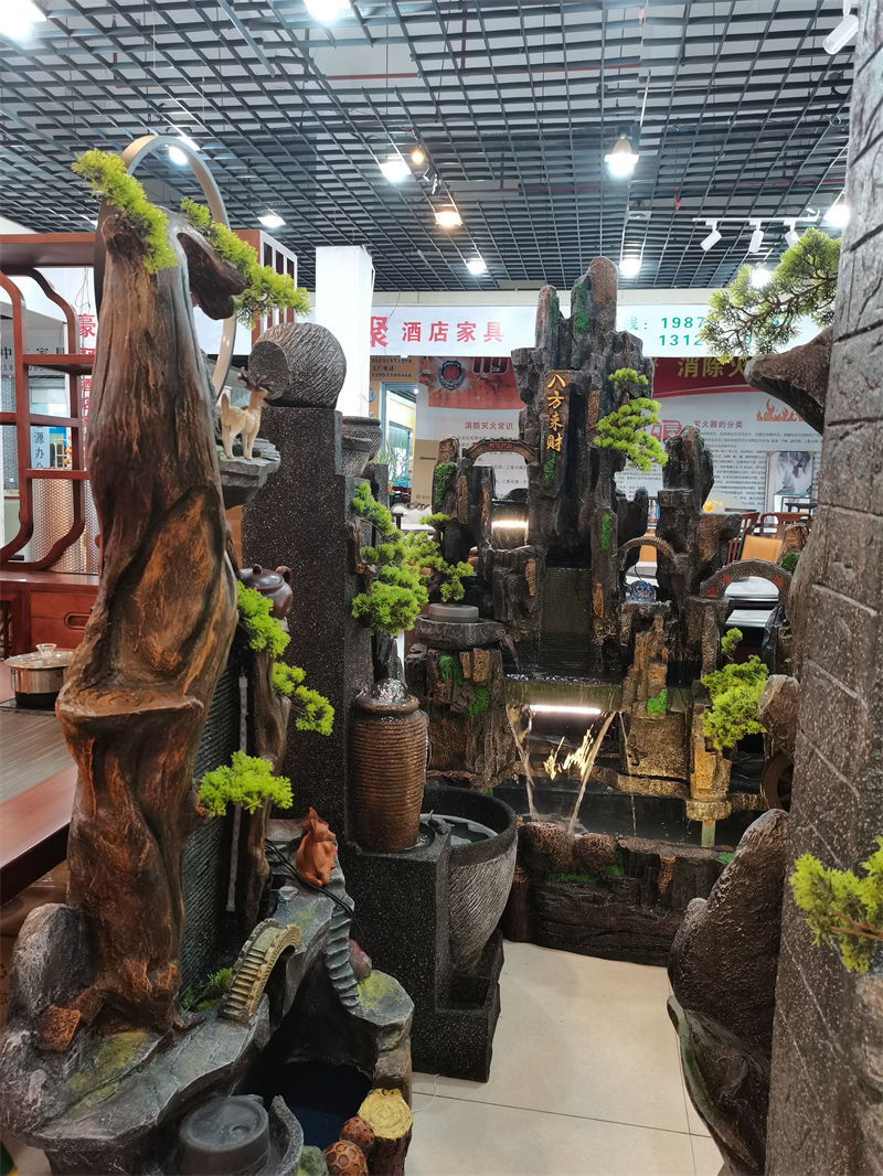 南康風水家居擺件,江西樹脂開業擺件批發,贛州假山流水擺件定制