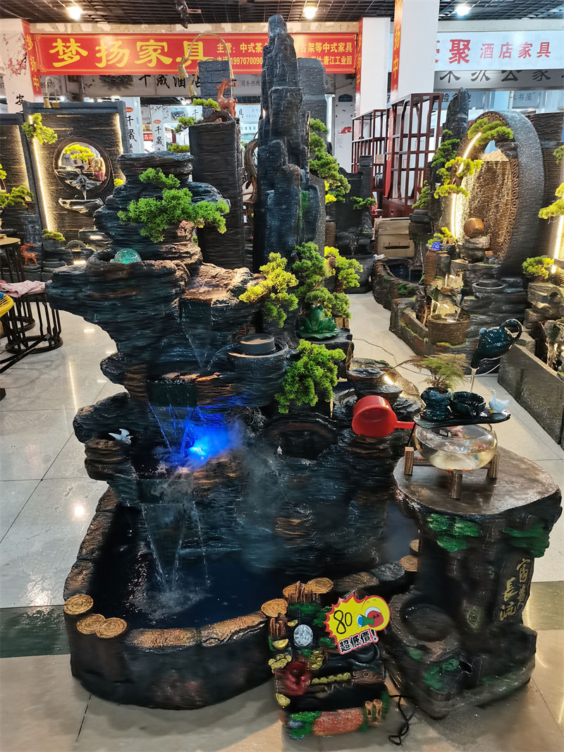 南康風水家居擺件,江西樹脂開業擺件批發,贛州假山流水擺件定制