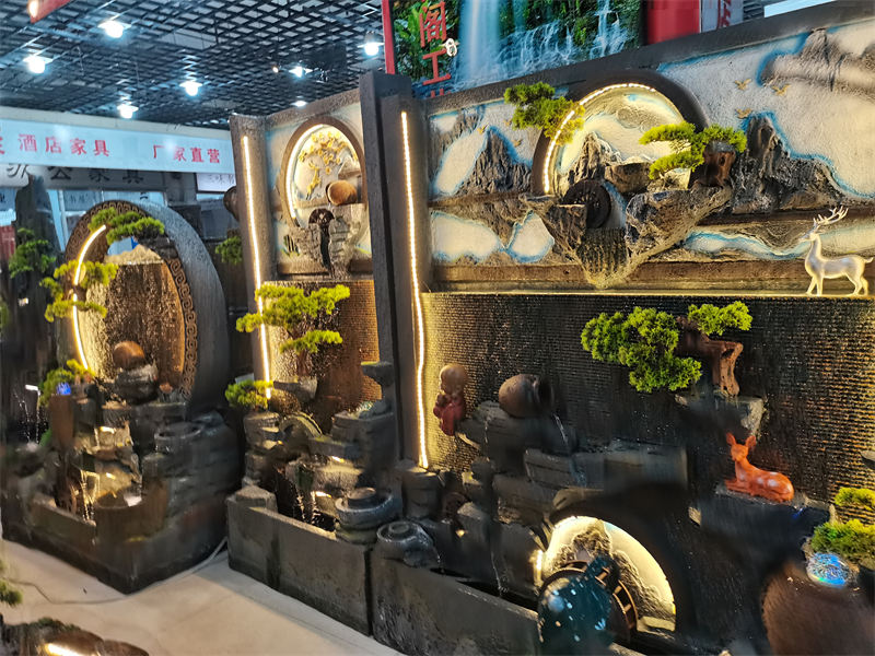 南康風水家居擺件,江西樹脂開業擺件批發,贛州假山流水擺件定制