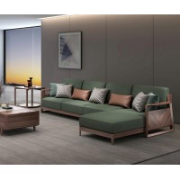 木來客現(xiàn)代輕奢極簡黑胡桃木家具：2W16轉(zhuǎn)角沙發(fā)2+2+貴