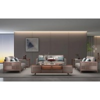 木來客現(xiàn)代輕奢極簡黑胡桃木家具：2W12沙發(fā)1+2+3