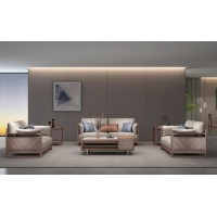 木來客現(xiàn)代輕奢極簡黑胡桃木家具：2W17沙發(fā)1+2+3