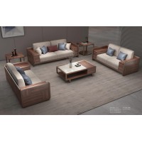 木來客現(xiàn)代輕奢極簡黑胡桃木家具：2W11沙發(fā)1+2+3