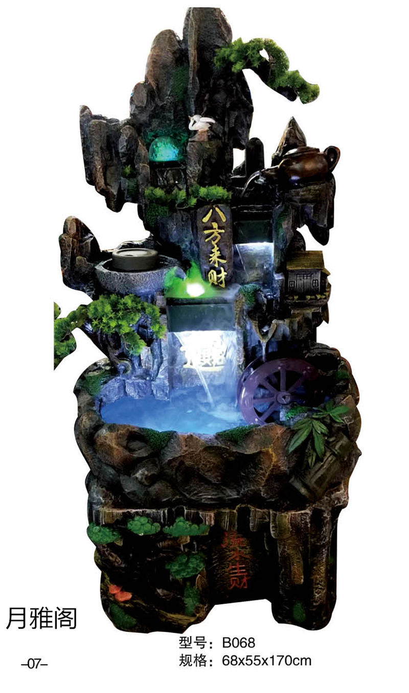 南康風水家居擺件,江西樹脂開業擺件批發,贛州假山流水擺件定制