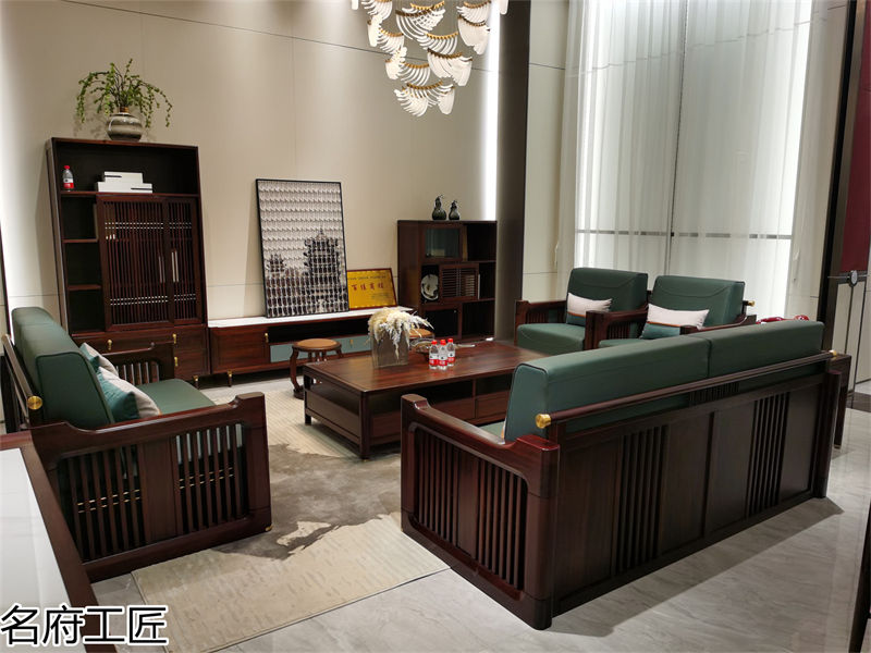 名府工匠風雅薈國潮新中式黑檀木家具展廳實拍