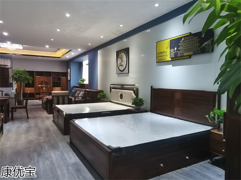 康優寶輕奢新中式胡桃木家具工廠展廳實拍