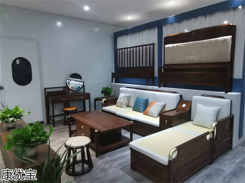 康優寶輕奢新中式胡桃木家具工廠展廳實拍