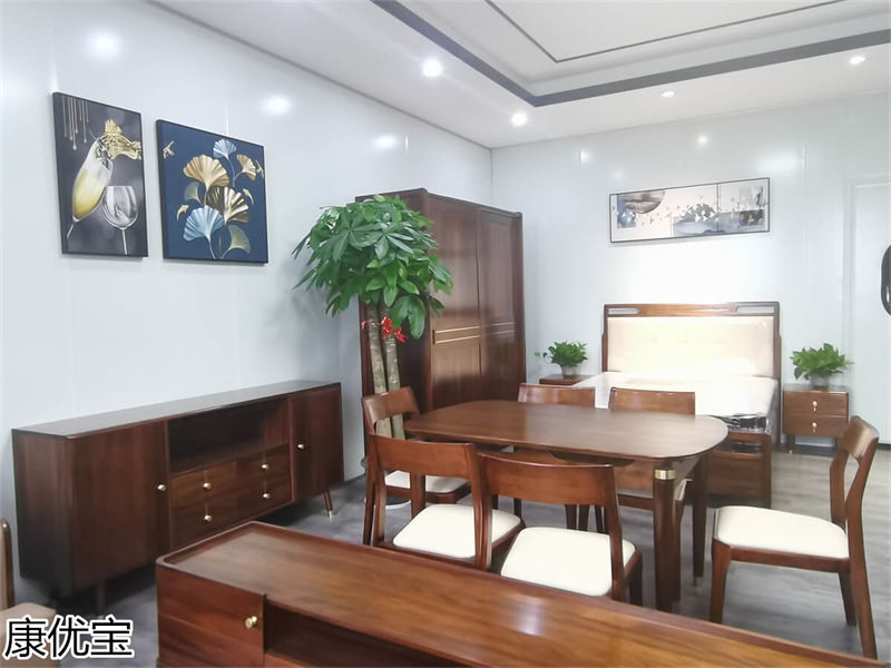 康優寶輕奢新中式胡桃木家具工廠展廳實拍