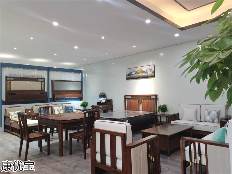 康優寶輕奢新中式胡桃木家具工廠展廳實拍